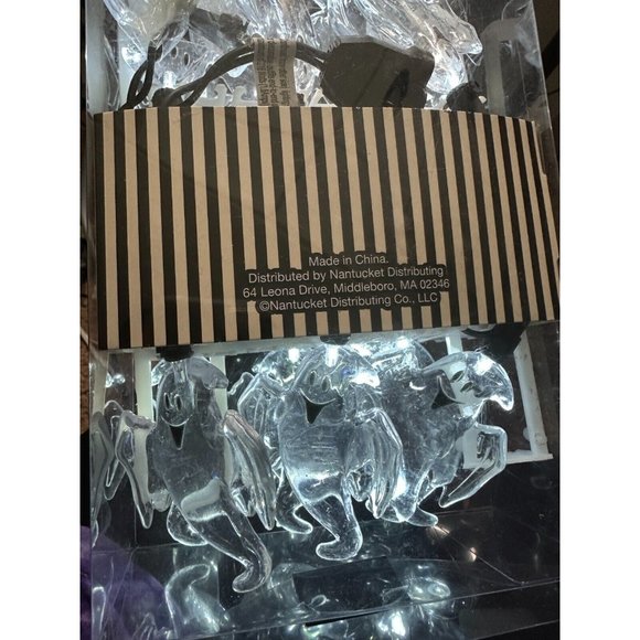 Halloween Purple Bats 20 Clear Ghosts 15 String Led Lights Set of 2 - Picture 12 of 13